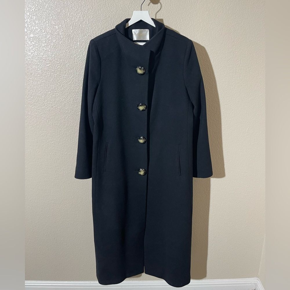 Fleurette Black Wool Cashmere Long Coat